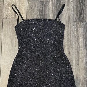 City Triangles  Strappy Back Women's Size L  Black Tinsel Dress